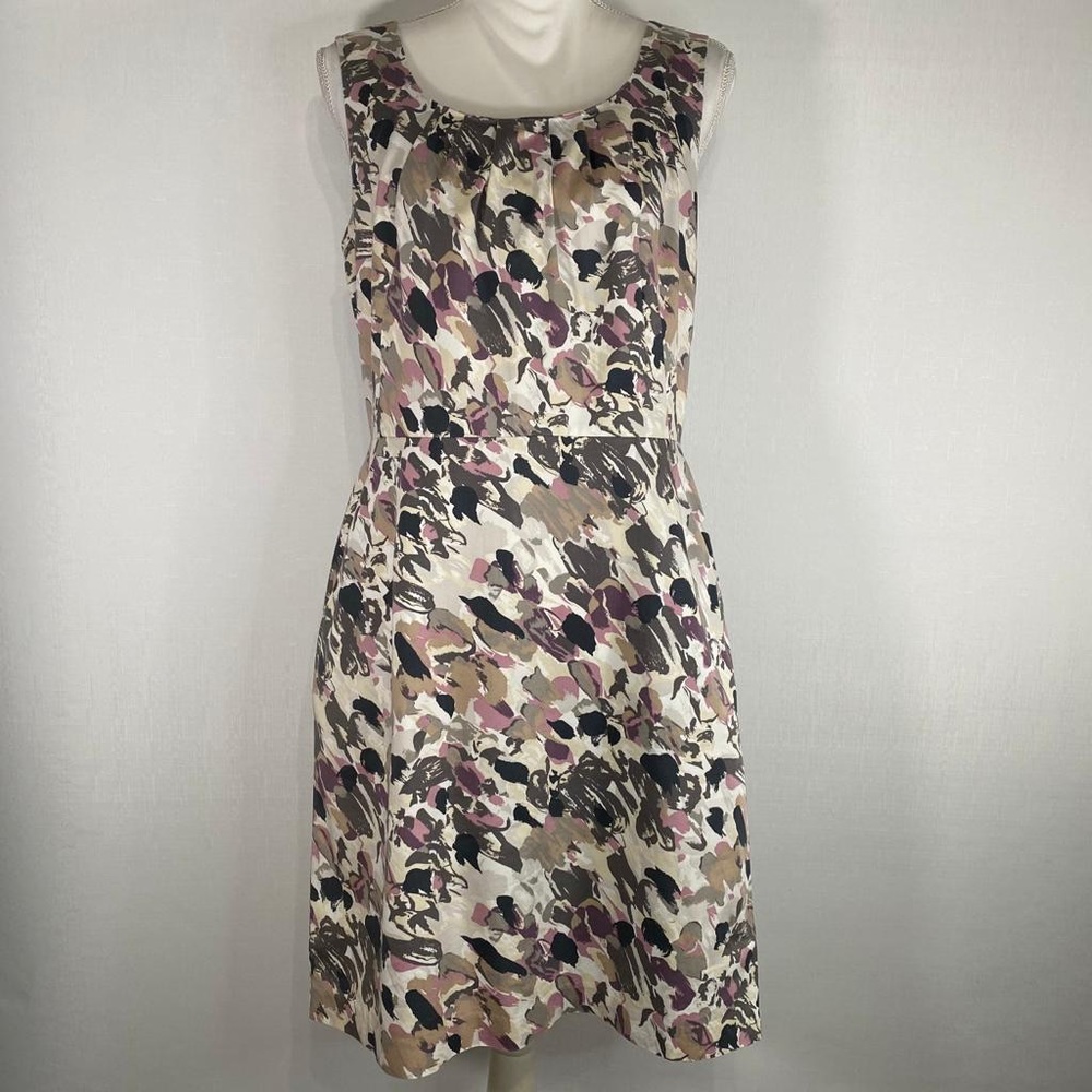 LOFT Multicolor Abstract Print Midi Dress